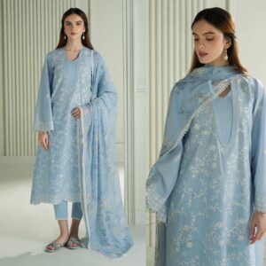 Brand Name CrossStich | Lawn Suit – Heavy Embroidered | Munar Slub Print Dupatta